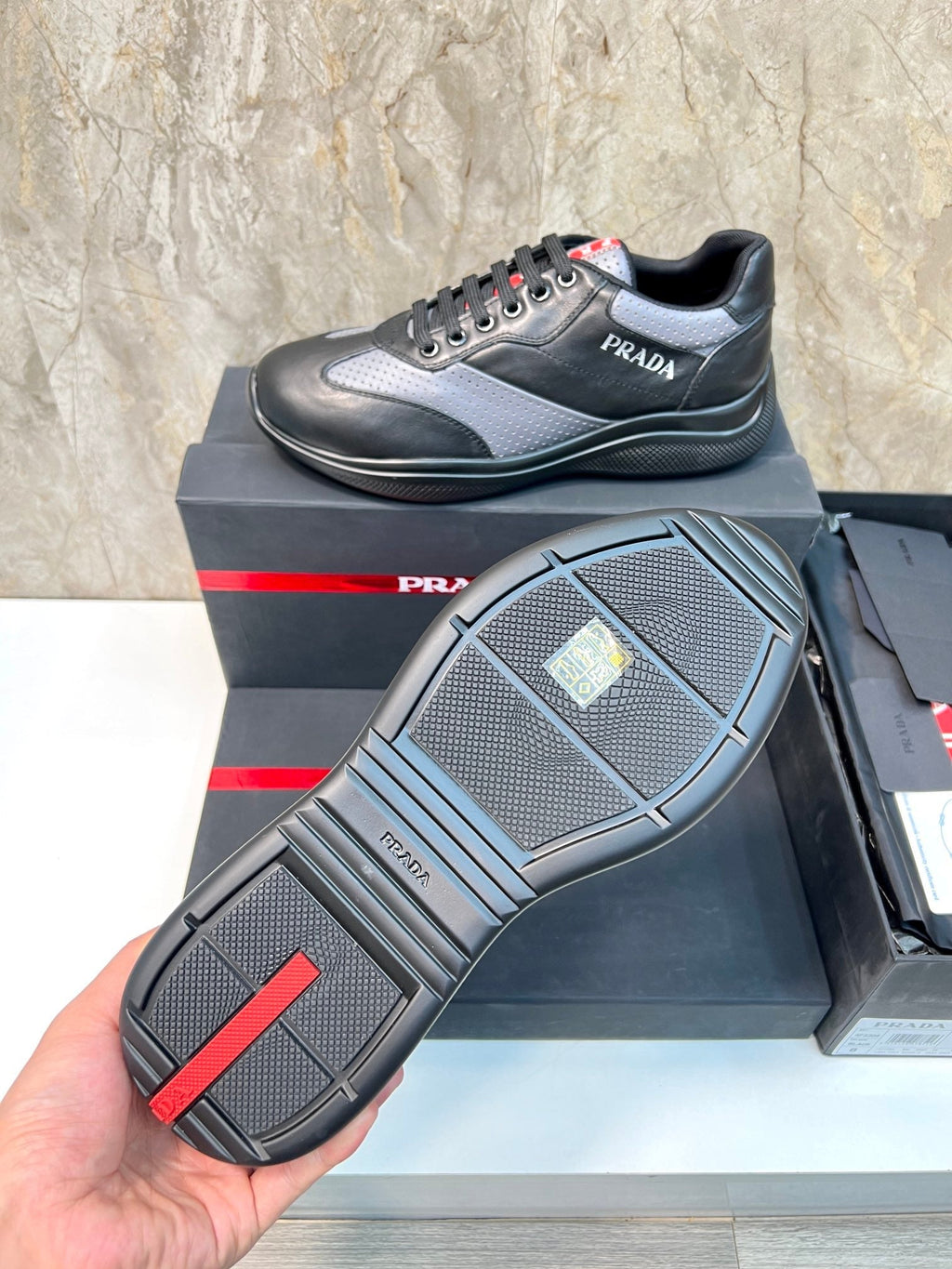 PRA AMERICA'S CUP SOFT RUBBER AND BIKE FABRIC SNEAKERS BLACK
