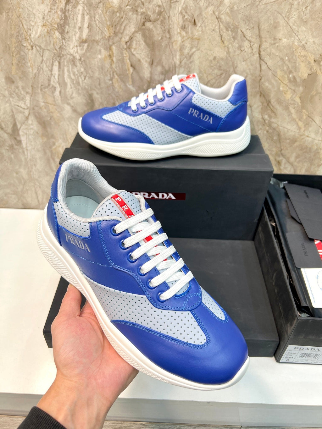 PRA AMERICA'S CUP SOFT RUBBER AND BIKE FABRIC SNEAKERS SAPPHIRE BLUE