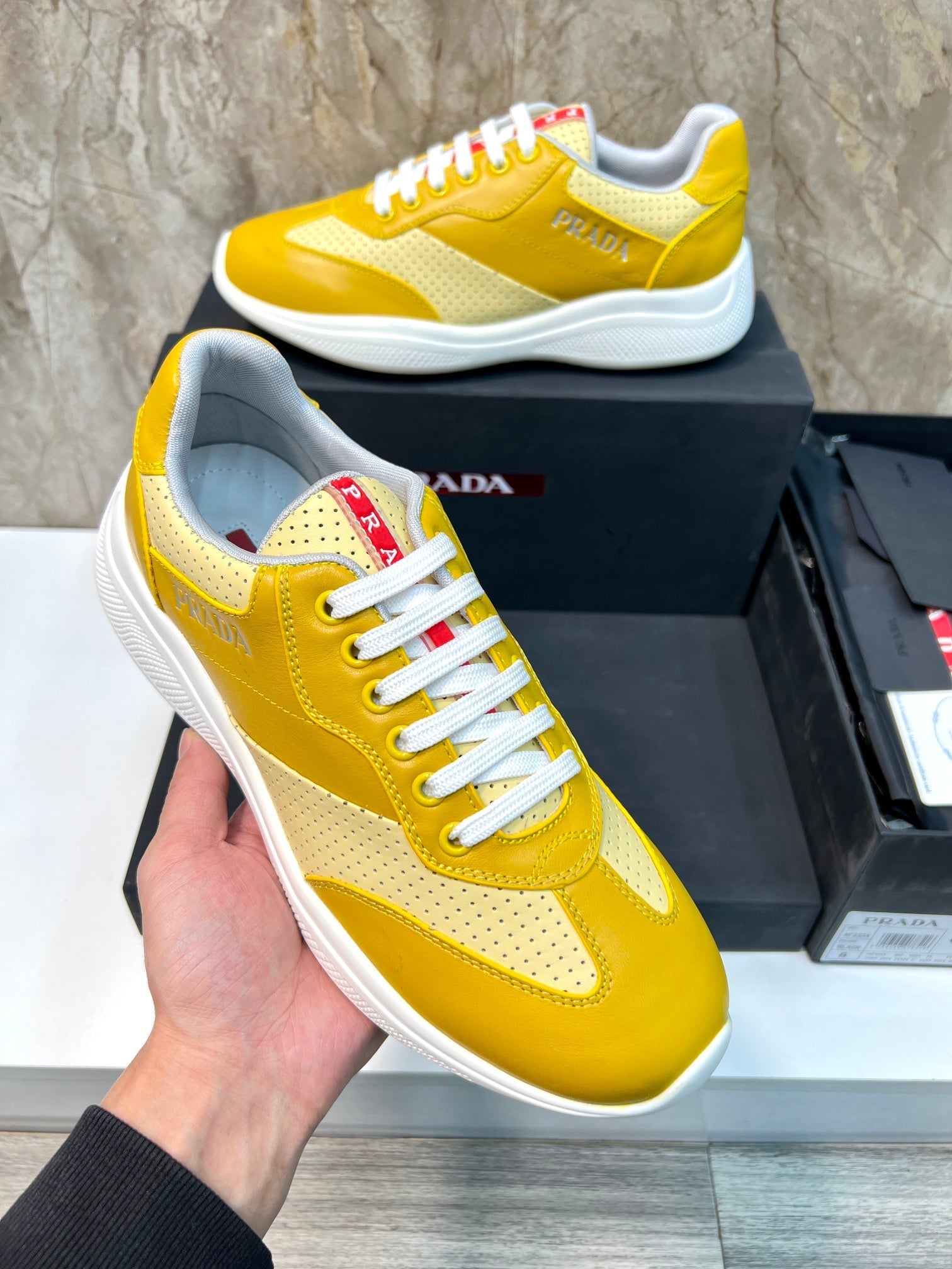 PRA AMERICA'S CUP SOFT RUBBER AND BIKE FABRIC SNEAKERS LIGHT YELLOW