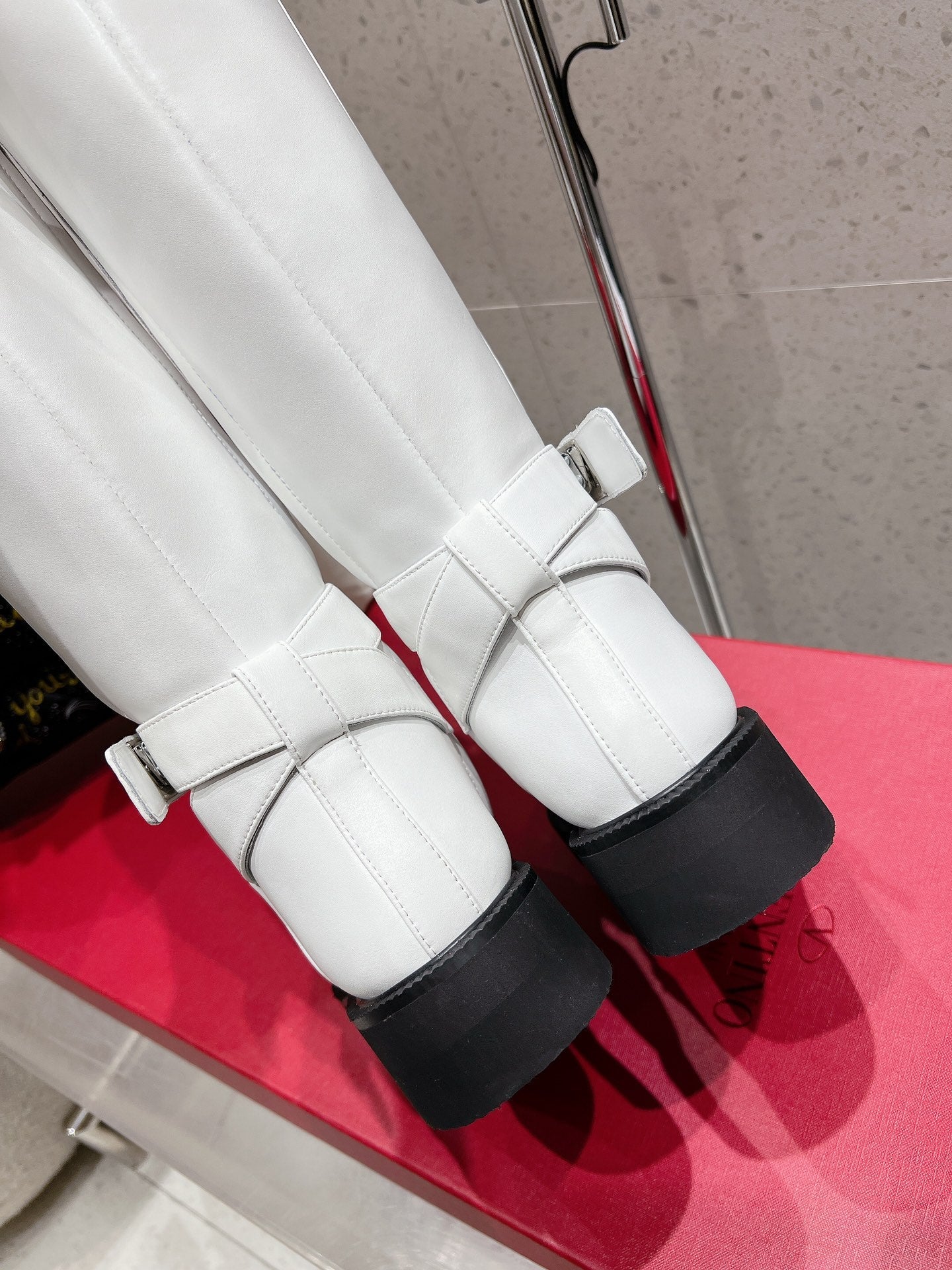 VALENTINO 25S KNEE-HIGH BOOTS IN WHITE CALFSKIN STYLE 9
