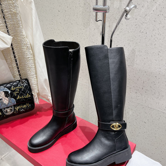 VALENTINO 25S KNEE-HIGH BOOTS IN BLACK CALFSKIN STYLE 7