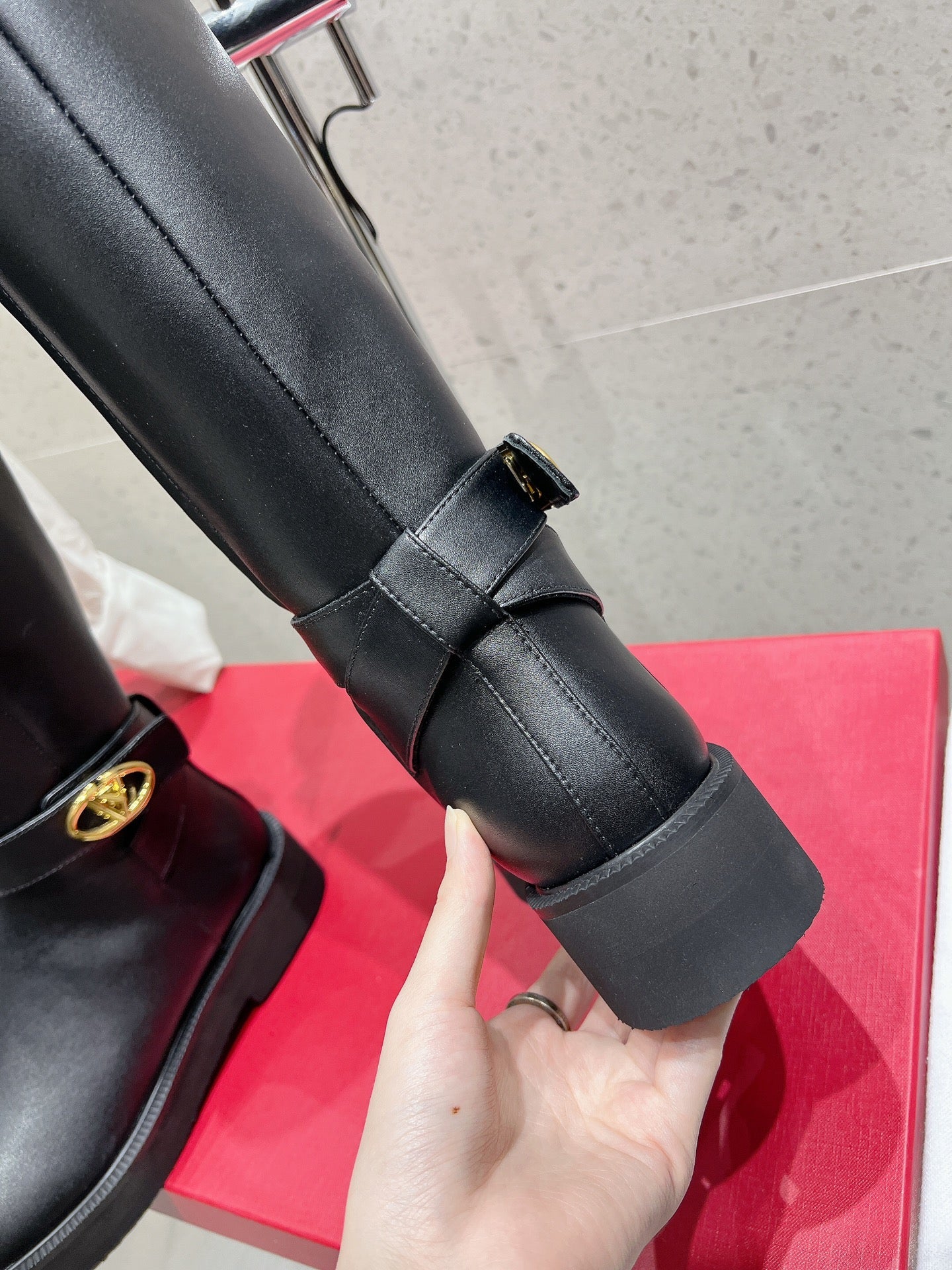 VALENTINO 25S KNEE-HIGH BOOTS IN BLACK CALFSKIN STYLE 7