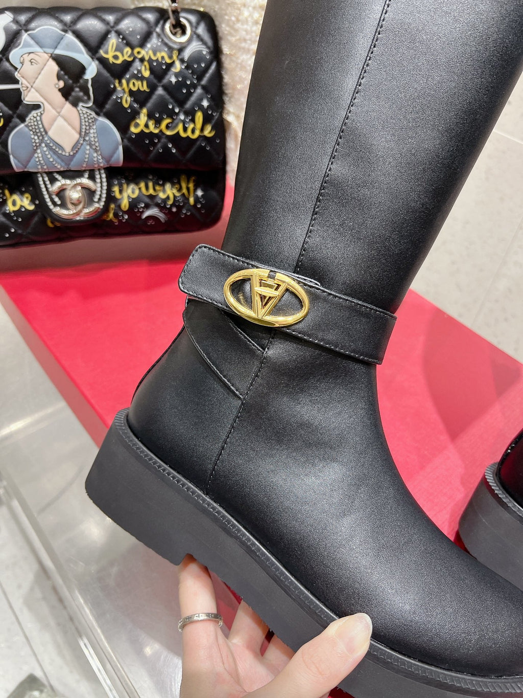 VALENTINO 25S KNEE-HIGH BOOTS IN BLACK CALFSKIN STYLE 7