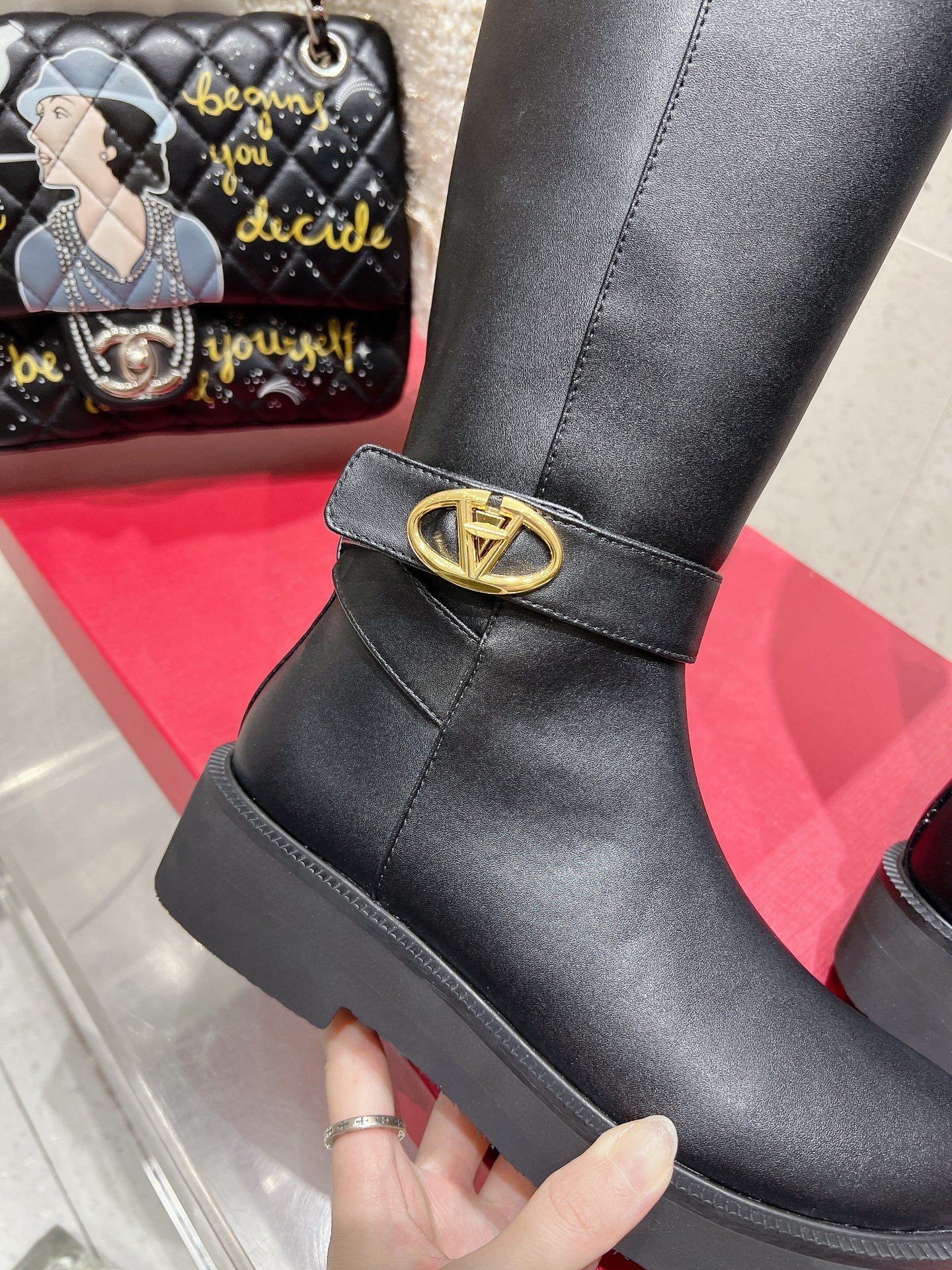 VALENTINO 25S KNEE-HIGH BOOTS IN BLACK CALFSKIN STYLE 7