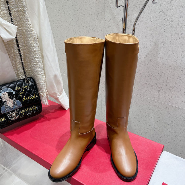 VALENTINO 25S KNEE-HIGH BOOTS IN BROWN CALFSKIN STYLE 5