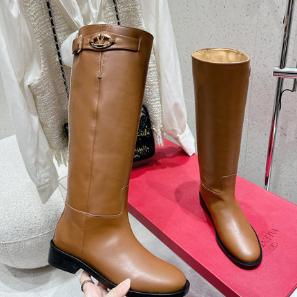 VALENTINO 25S KNEE-HIGH BOOTS IN BROWN CALFSKIN STYLE 5