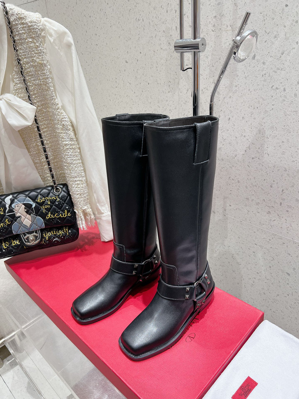 VALENTINO 25S KNEE-HIGH BOOTS IN BLACK CALFSKIN STYLE 1