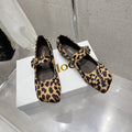 CHLOÉ 26S MARY JANE FLATS IN LEOPARD PRINT PONY HAIR