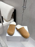 ALO 25S BIRKENSTOCK CLOGS IN BROWN SUEDE AND WHITE WOOL