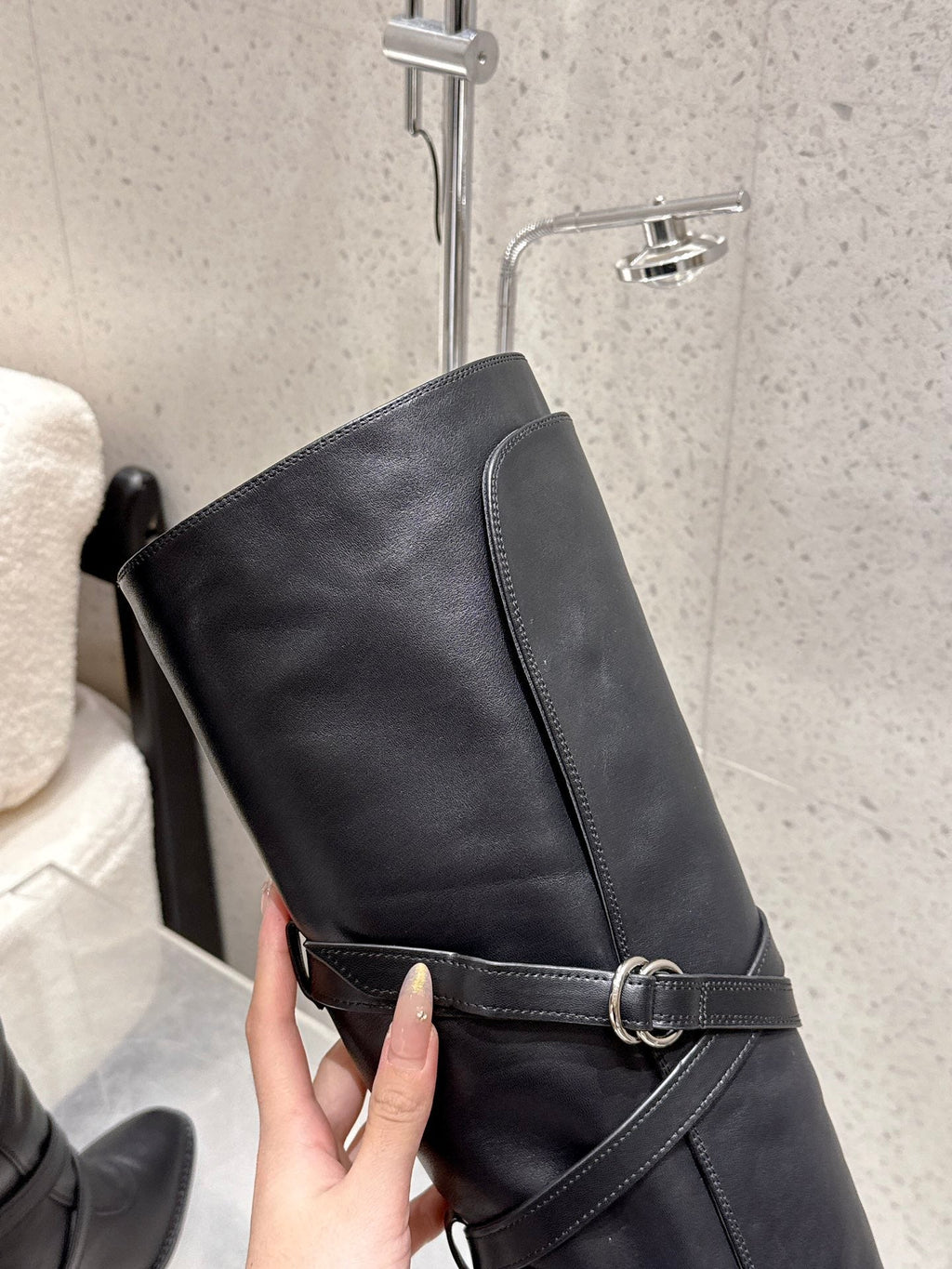 YSL 26S JANIS KNEE-HIGH BOOTS 90 MM IN BLACK SUEDE