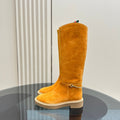 SLIM HORSEBIT KNEE BOOTS WITH WEB IN HONEY ORANGE SUEDE