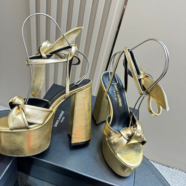 BIANCA PLATFORM SANDALS IN GOLD LAMBSKIN