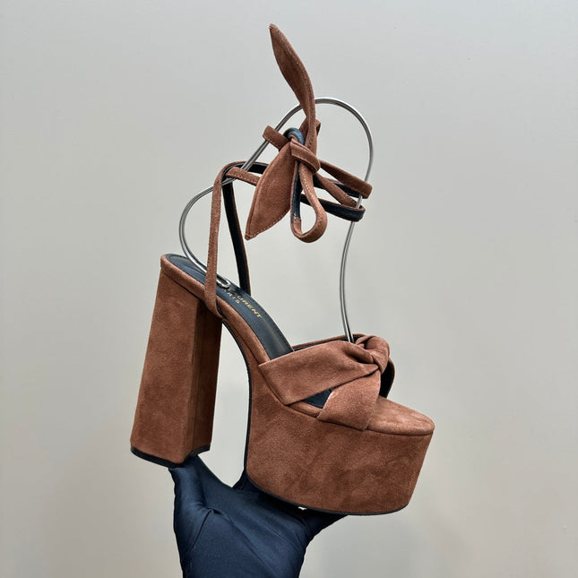BIANCA PLATFORM SANDALS IN SIENNA BROWN SUEDE