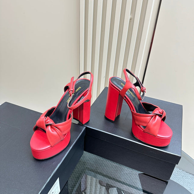 BIANCA PLATFORM SANDALS IN RED LAMBSKIN