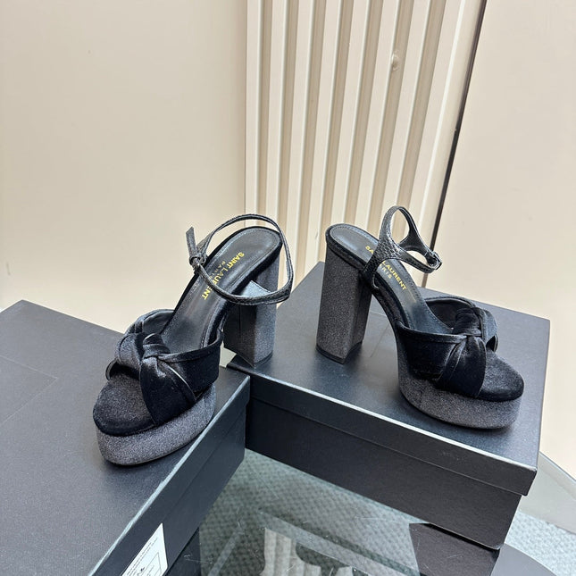BIANCA PLATFORM SANDALS IN BLACK VELVET