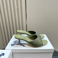 BURBERRY 26S HIGH-HEELED SANDALS 70 MM IN LIGHT GREEN CALFSKIN AND SUEDE