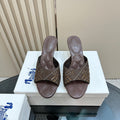 BURBERRY 26S HIGH-HEELED SANDALS 70 MM IN DARK BROWN CALFSKIN AND SUEDE
