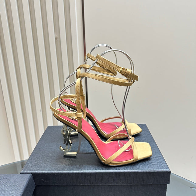 OPYUM HIGH SANDALS IN GOLD SILK