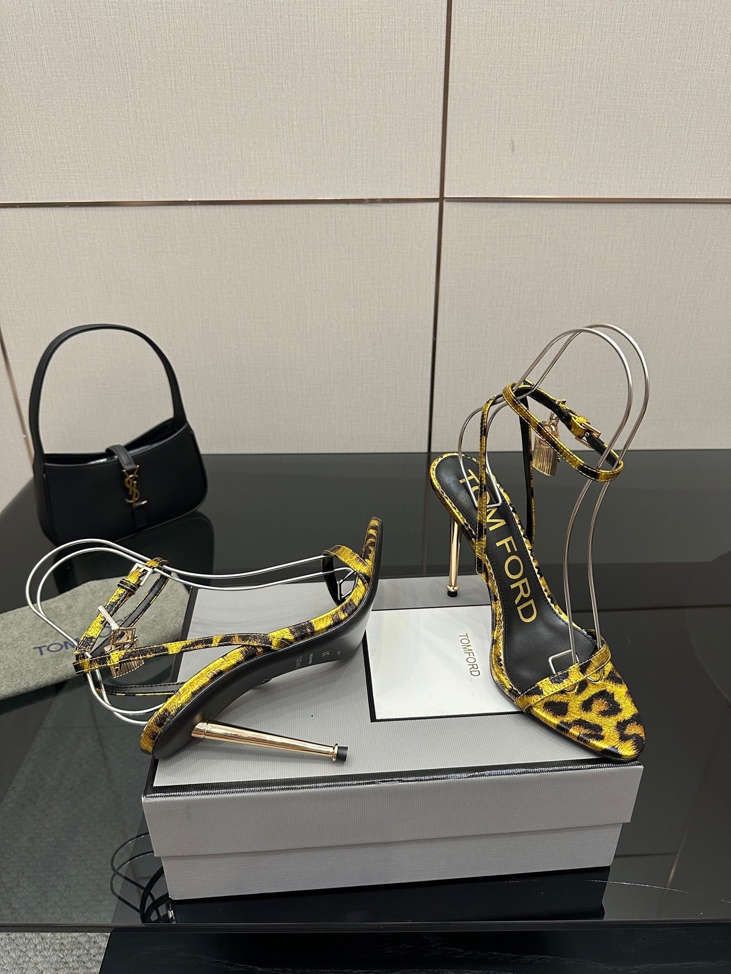 TOM FORD 26S HEELED SANDALS 100 MM IN LEOPARD PRINT CALFSKIN STYLE 3