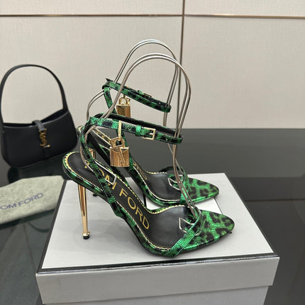 TOM FORD 26S HEELED SANDALS 100 MM IN LEOPARD PRINT CALFSKIN STYLE 2