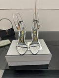 TOM FORD 26S HEELED SANDALS 100 MM IN SILVER CALFSKIN