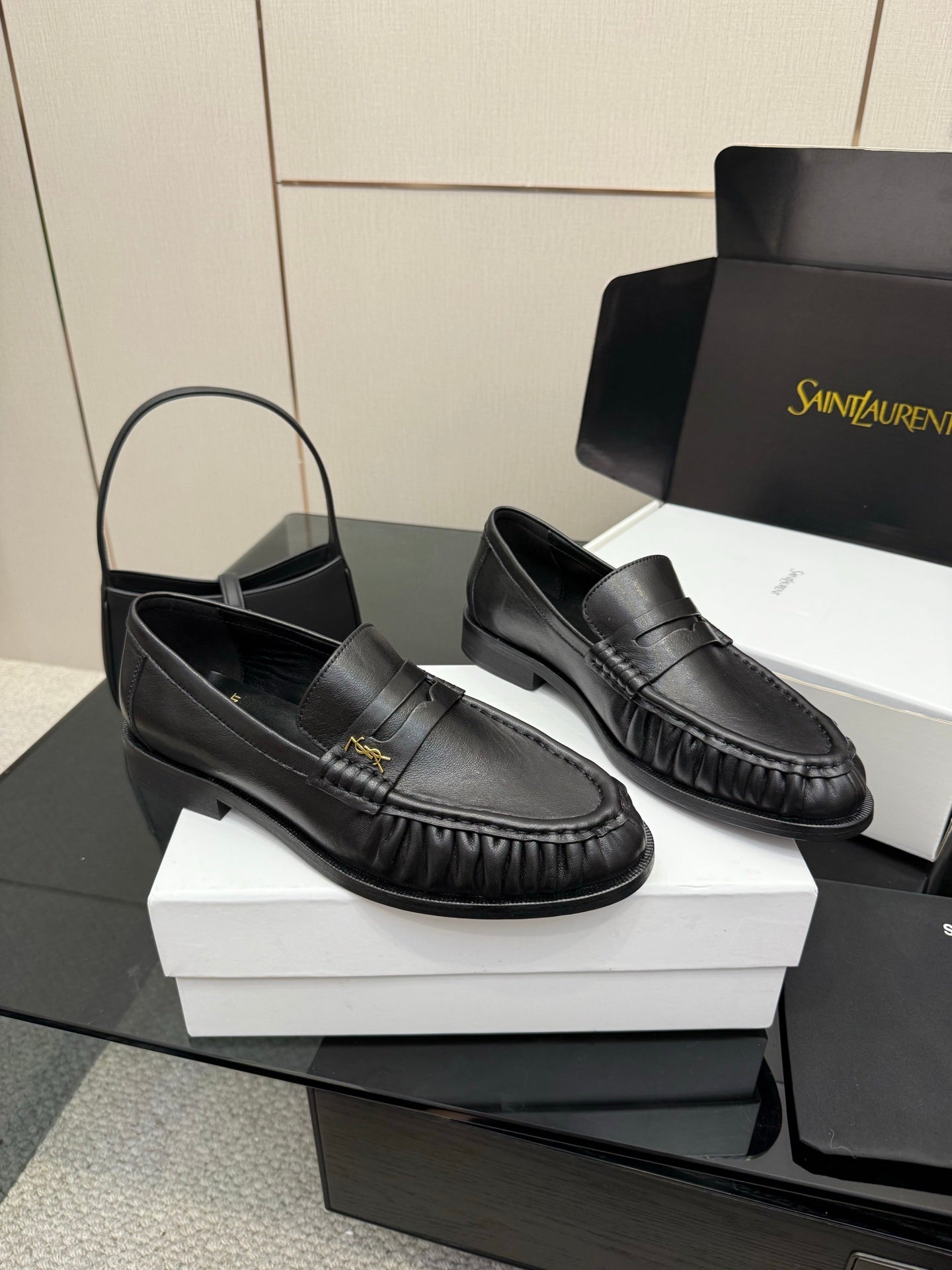 YSL DNA LOAFERS IN BLACK CALFSKIN GOLD HARDWARE