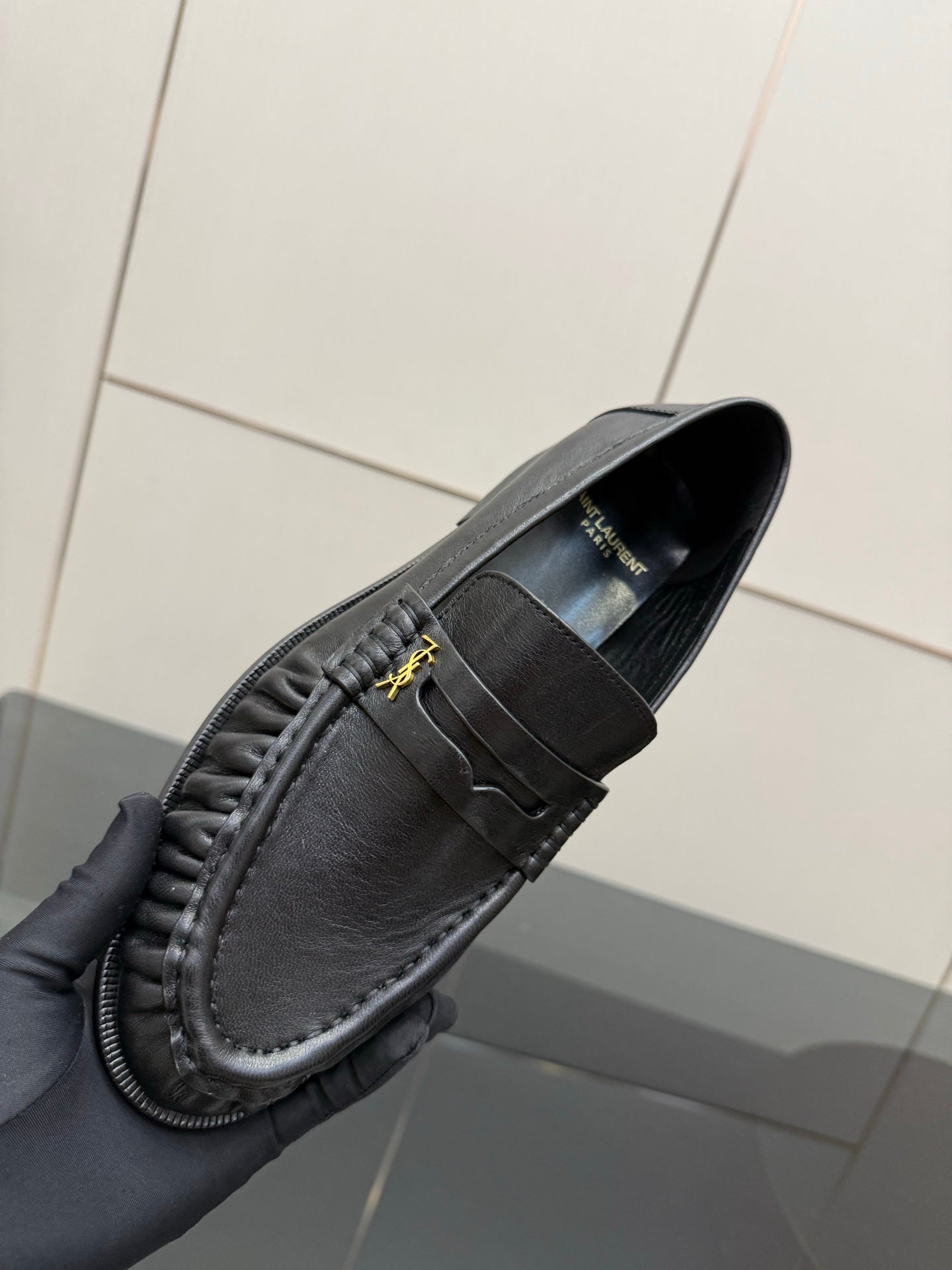 YSL DNA LOAFERS IN BLACK CALFSKIN GOLD HARDWARE