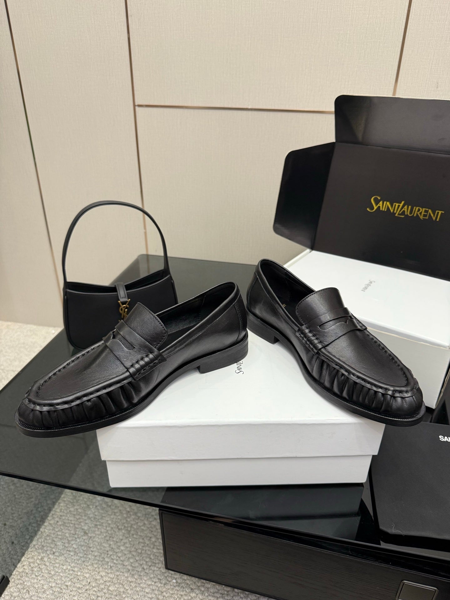 YSL DNA LOAFERS IN BLACK CALFSKIN GOLD HARDWARE