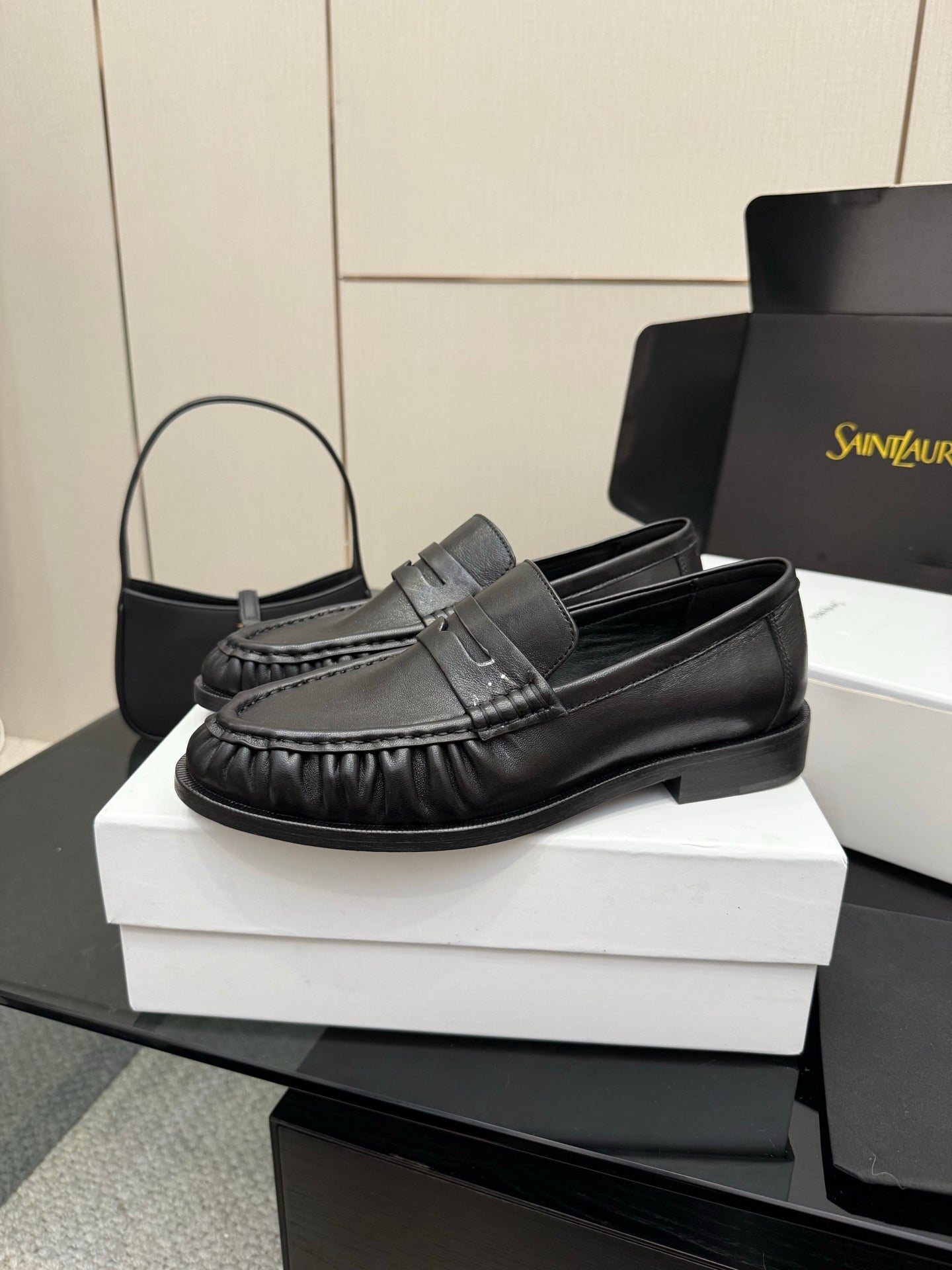 YSL DNA LOAFERS IN BLACK CALFSKIN GOLD HARDWARE