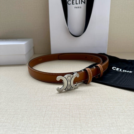 CELINE 25S BELT TRIOMPHE TAURILLON 25MM IN CARAMEL CALFSKIN 557499