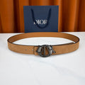 DIOR 26S CD LOGO BELT IN BROWN SUEDE CALFSKIN BLACK HARDWARE