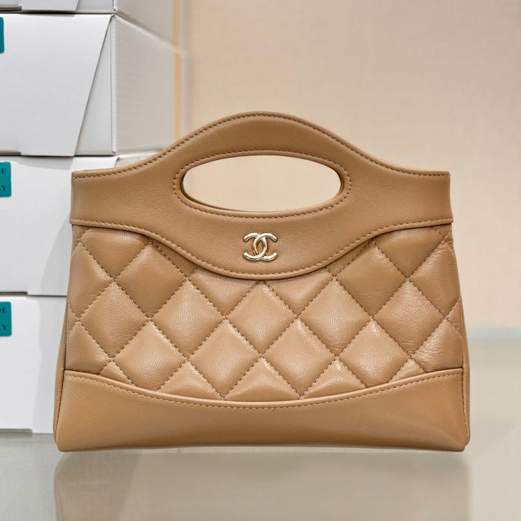 CHANEL 25S SHOPPING BAG 20 CM IN DARK BEIGE LAMBSKIN