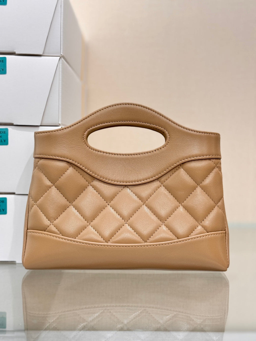CHANEL 25S SHOPPING BAG 20 CM IN DARK BEIGE LAMBSKIN