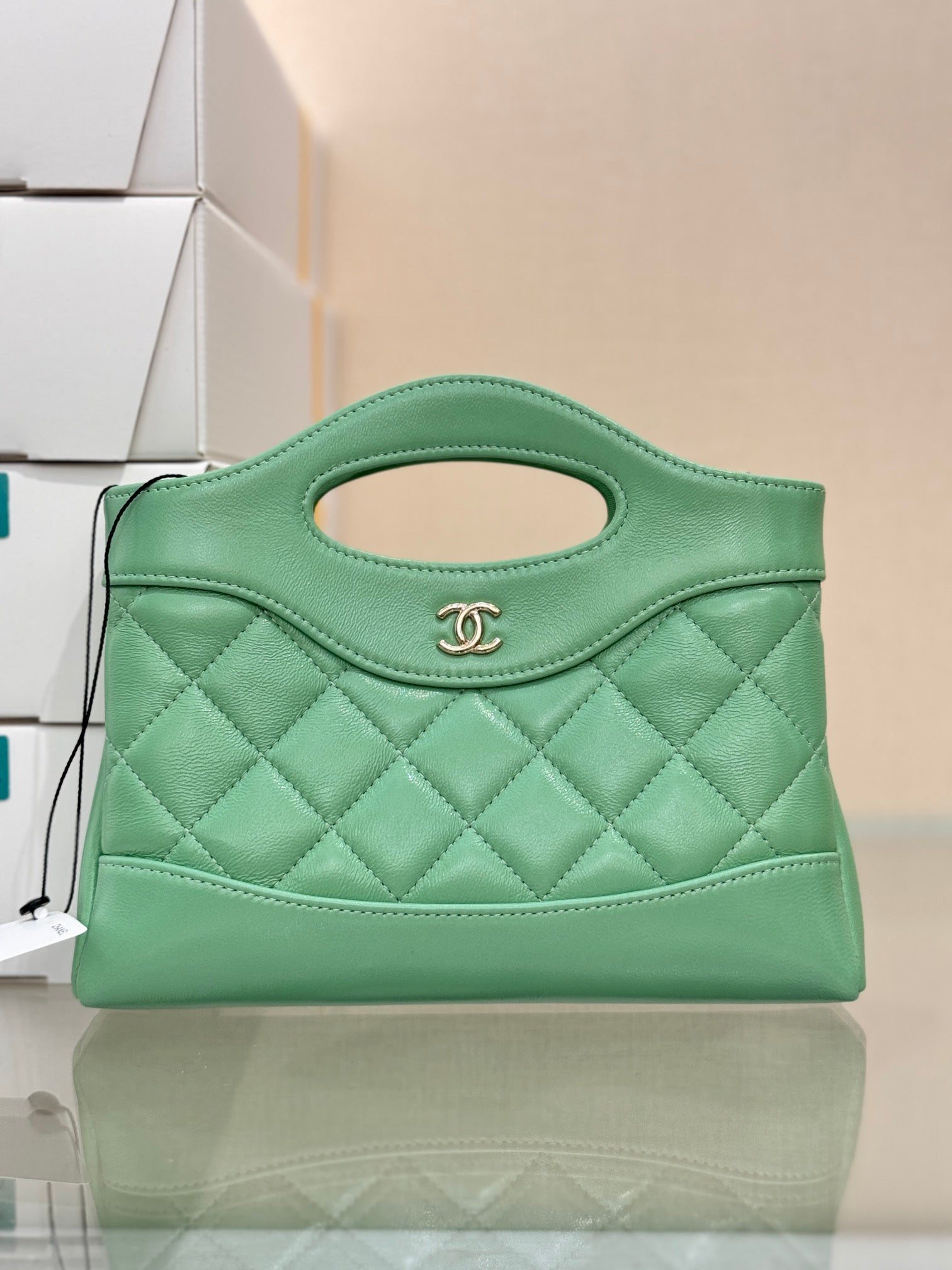 CHANEL 25S SHOPPING BAG 20 CM IN SAGE GREEN LAMBSKIN