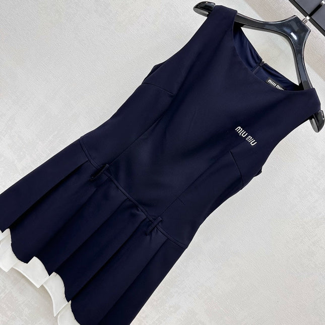 MIU 25S PLEATED VEST DRESS IN ACETATE 264603