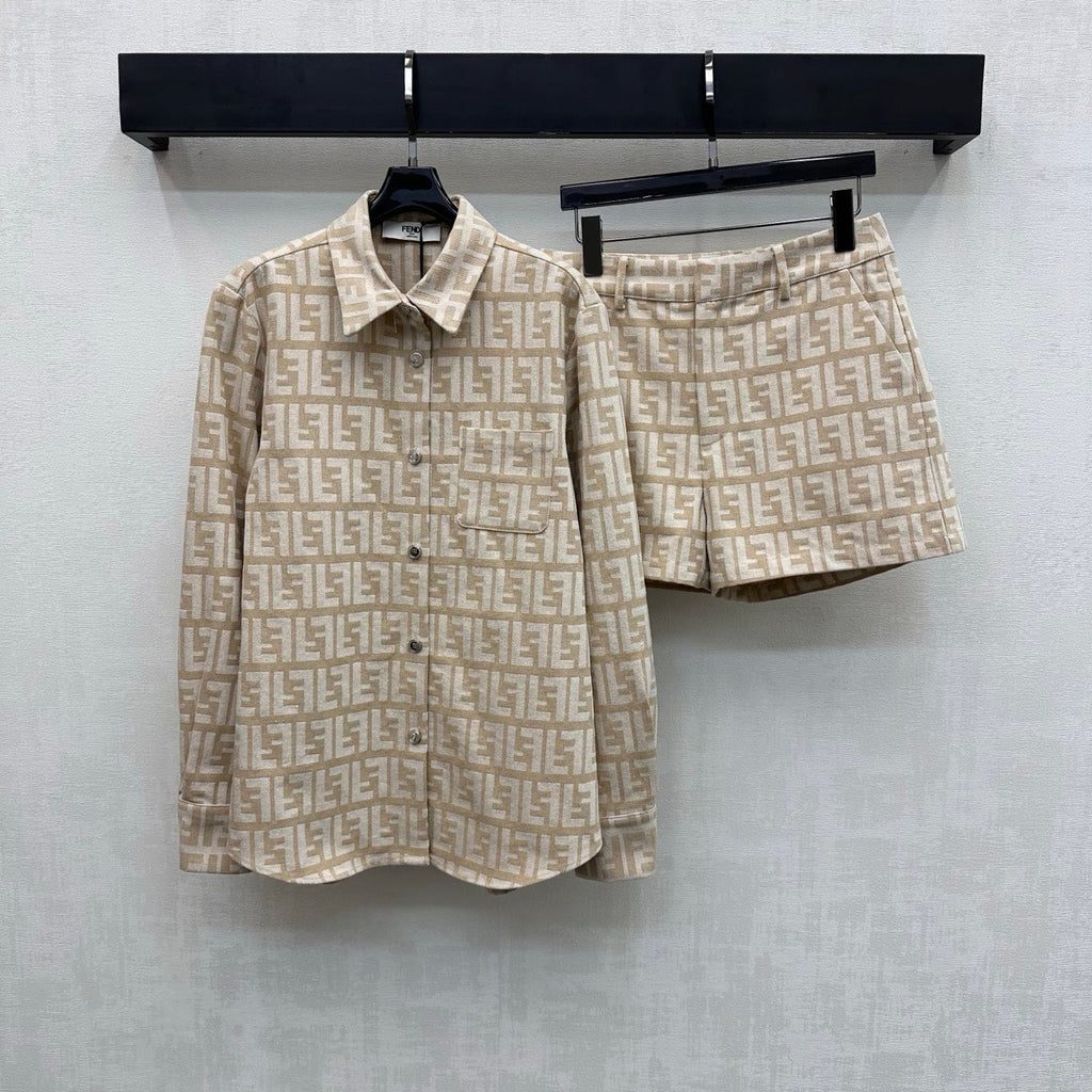 FENDI JACQUARD MOTIF SET IN BEIGE