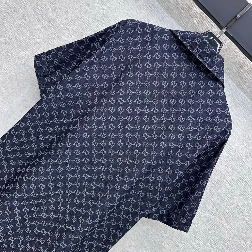 GUCCI 26S SHORT-SLEEVE MONOGRAM SHIRT 394