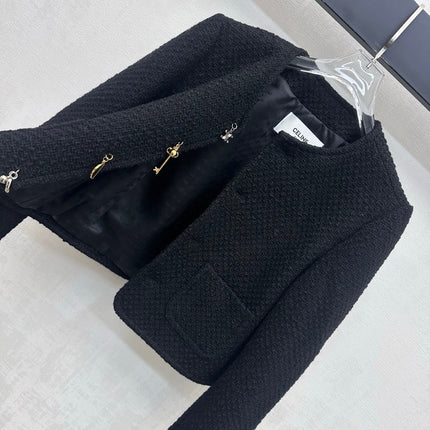 CELINE 26S ROUND-NECK TWEED JACKET 557