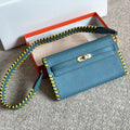 KELLY CLASSIQUE TO GO WALLET 20 IN CERULEAN BLUE CALFSKIN WITH GOLD HARDWARE