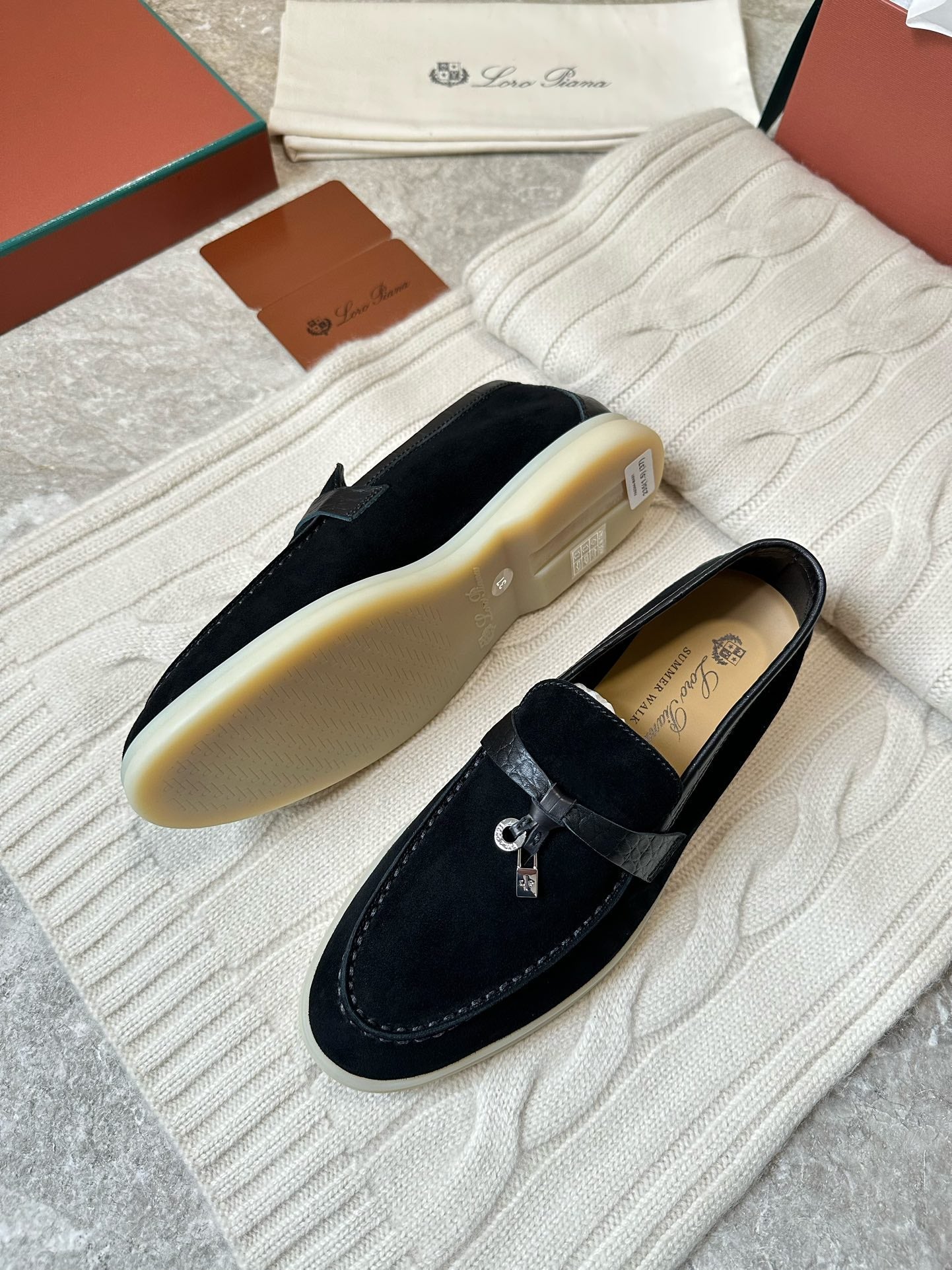 LP LOAFERS 25S IN BLACK SUEDE MIX LAMBSKIN