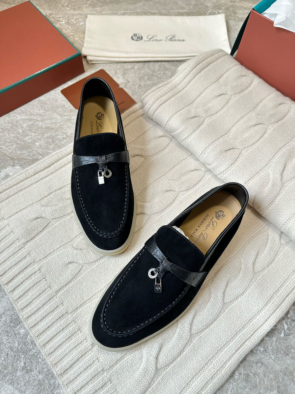 LP LOAFERS 25S IN BLACK SUEDE MIX LAMBSKIN