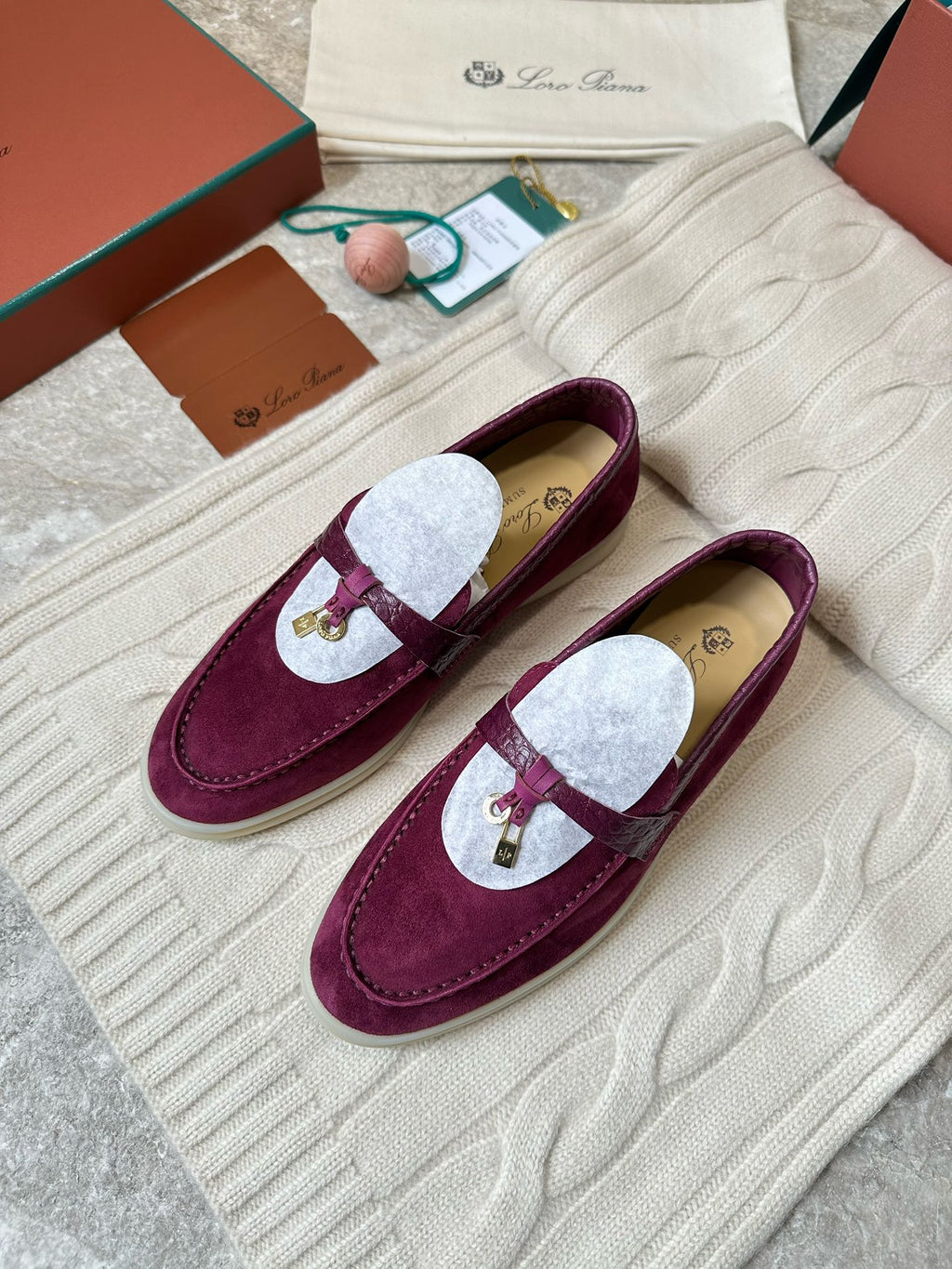 LP LOAFERS 25S IN BURGUNDY SUEDE MIX LAMBSKIN