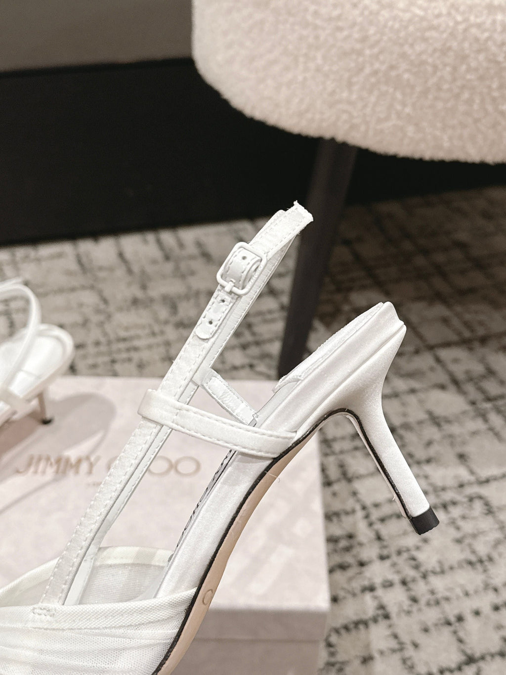 JIMMY CHOO 26S SLINGBACK HEELS 65 MM IN WHITE FABRIC
