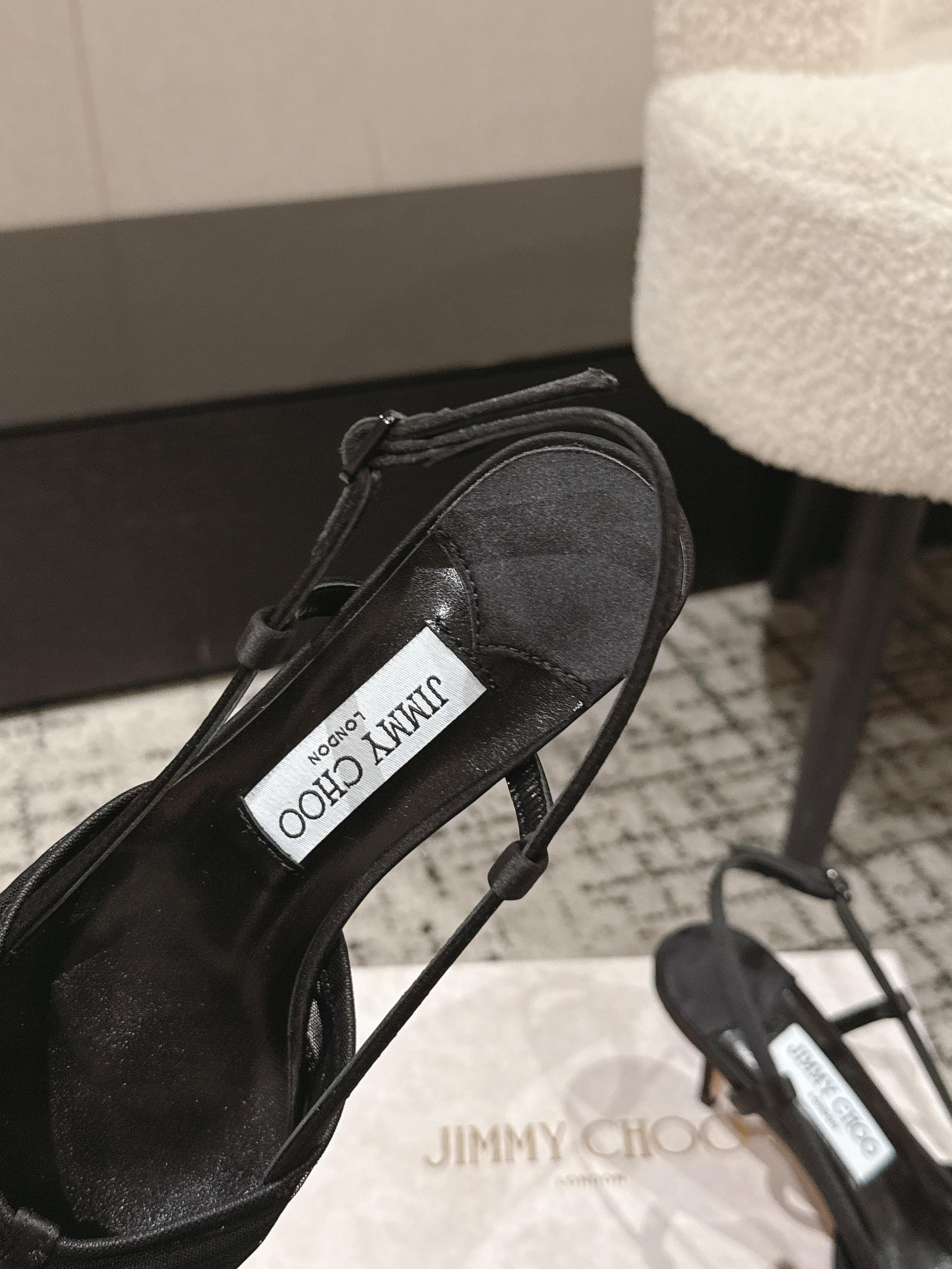JIMMY CHOO 26S SLINGBACK HEELS 65 MM IN BLACK FABRIC