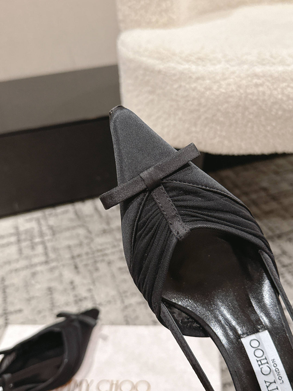 JIMMY CHOO 26S SLINGBACK HEELS 65 MM IN BLACK FABRIC