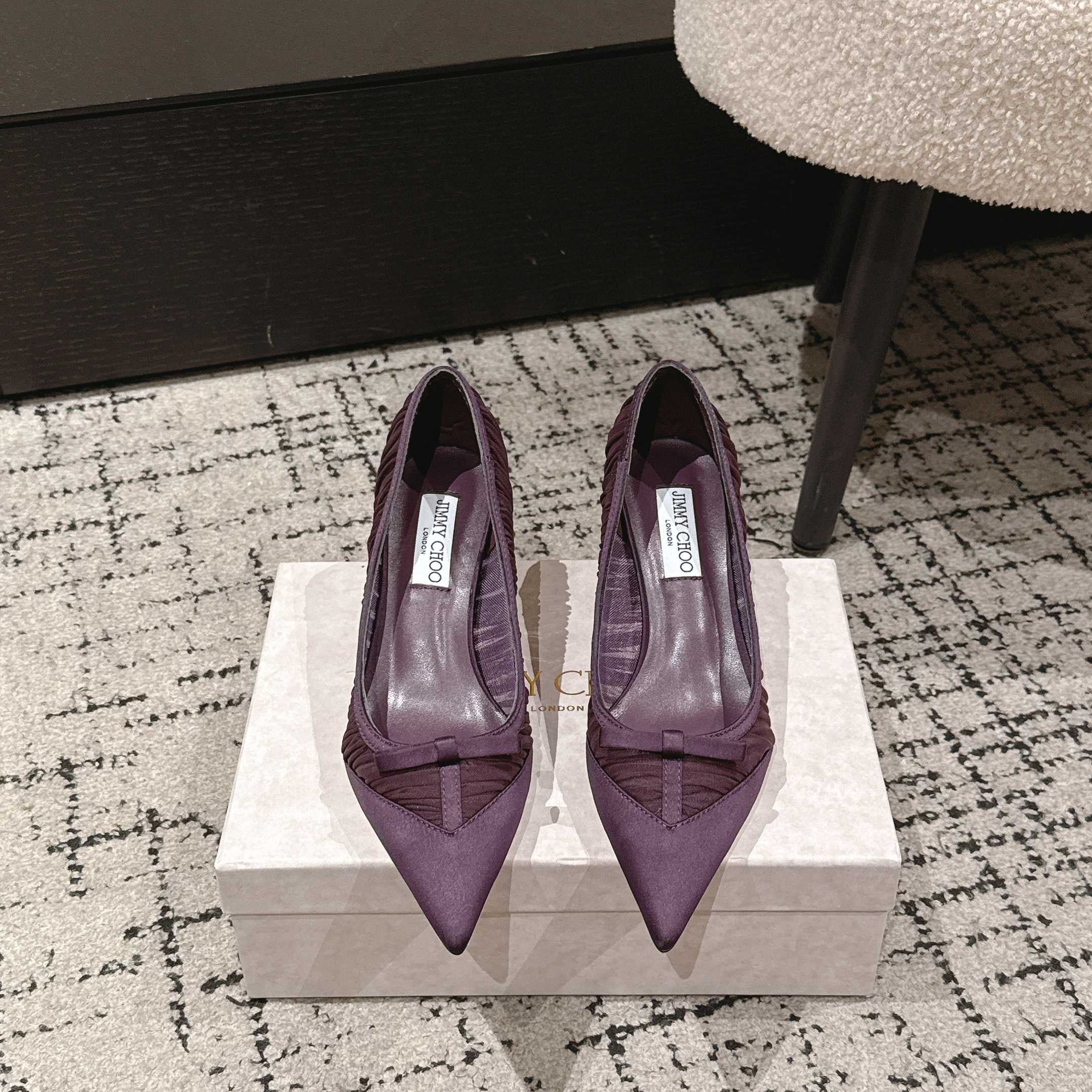 JIMMY CHOO 26S POINTED-TOE HIGH HEELS 65 MM IN DEEP PURPLE FABRIC