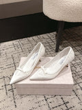 JIMMY CHOO 26S POINTED-TOE HIGH HEELS 65 MM IN WHITE FABRIC