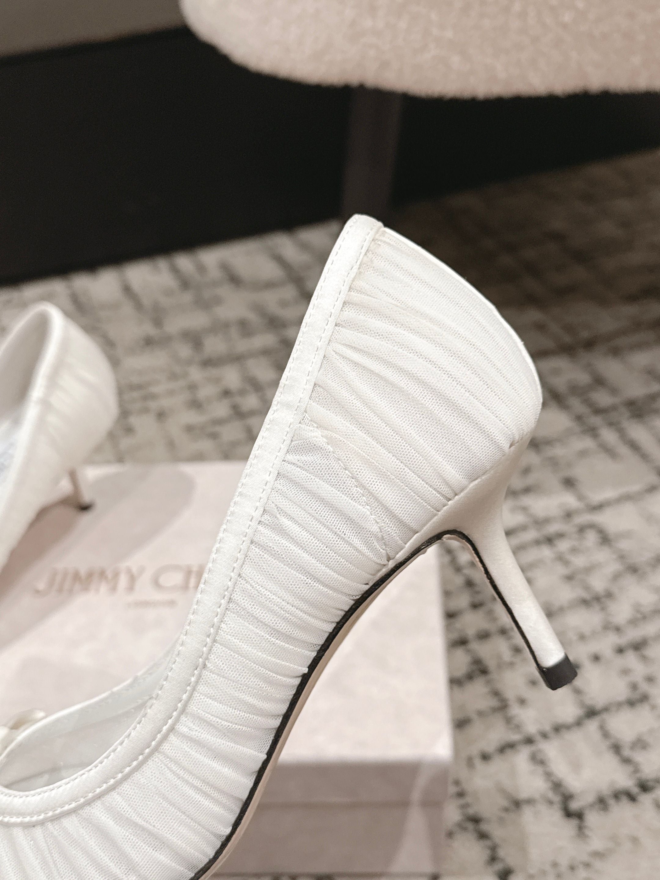 JIMMY CHOO 26S POINTED-TOE HIGH HEELS 65 MM IN WHITE FABRIC