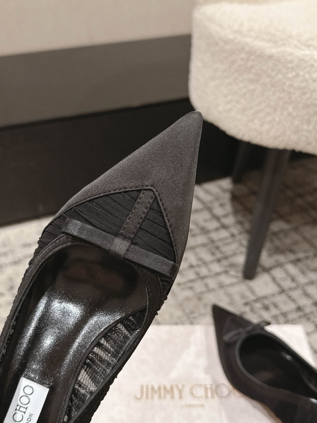 JIMMY CHOO 26S POINTED-TOE HIGH HEELS 65 MM IN BLACK FABRIC