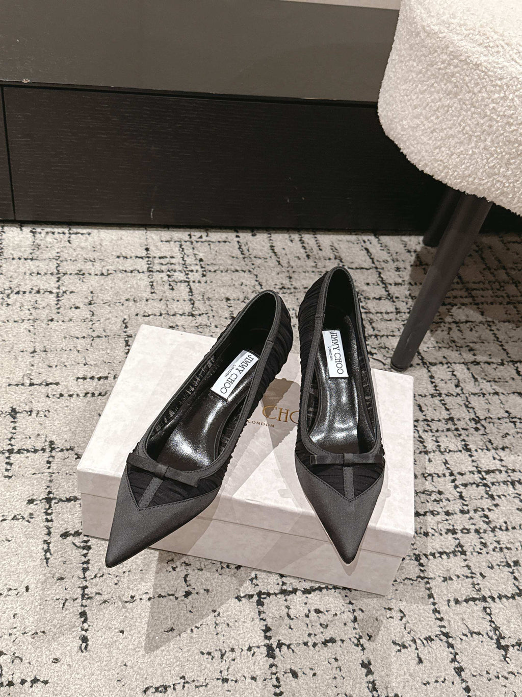 JIMMY CHOO 26S POINTED-TOE HIGH HEELS 65 MM IN BLACK FABRIC